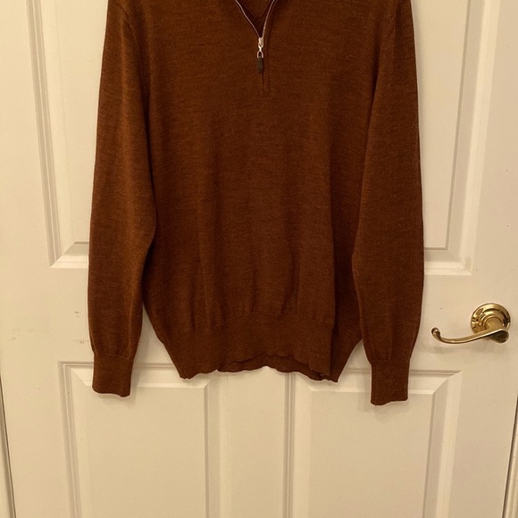 Robert Talbott Ember COOPER-MERINO 1/4 ZIP Mock Neck Sweater Made in Italy M